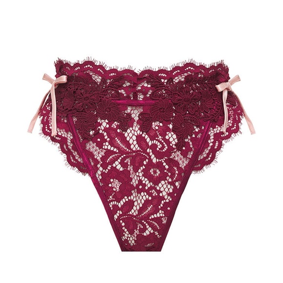 For Love And Lemons Noelle Lace High Waist Panty Red Small NEW - Picture 4 of 6